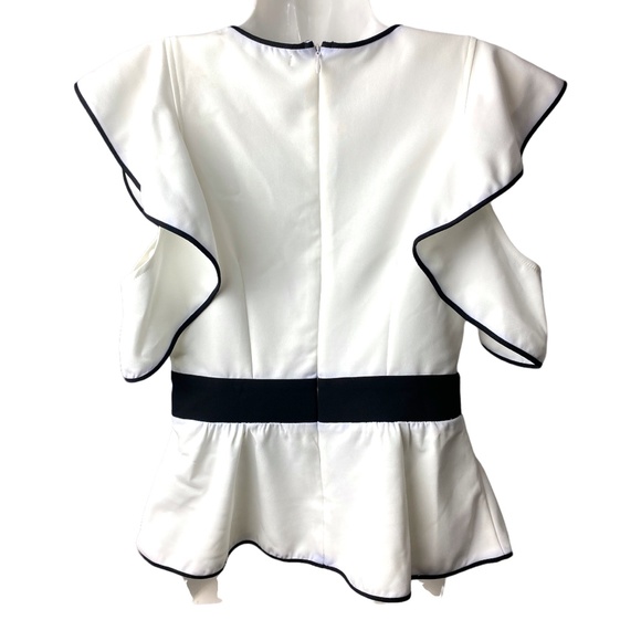 Impeccable Pig | White Flounce Sleeve Blouse | Size Small - Picture 5 of 6